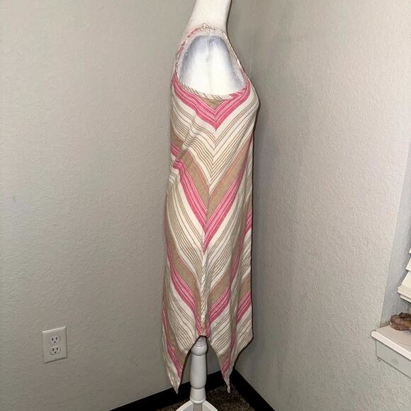 Given Kale Dress Women’s Small Multi Striped Linen Blend Straps Handkerchief Hem - Picture 2 of 8